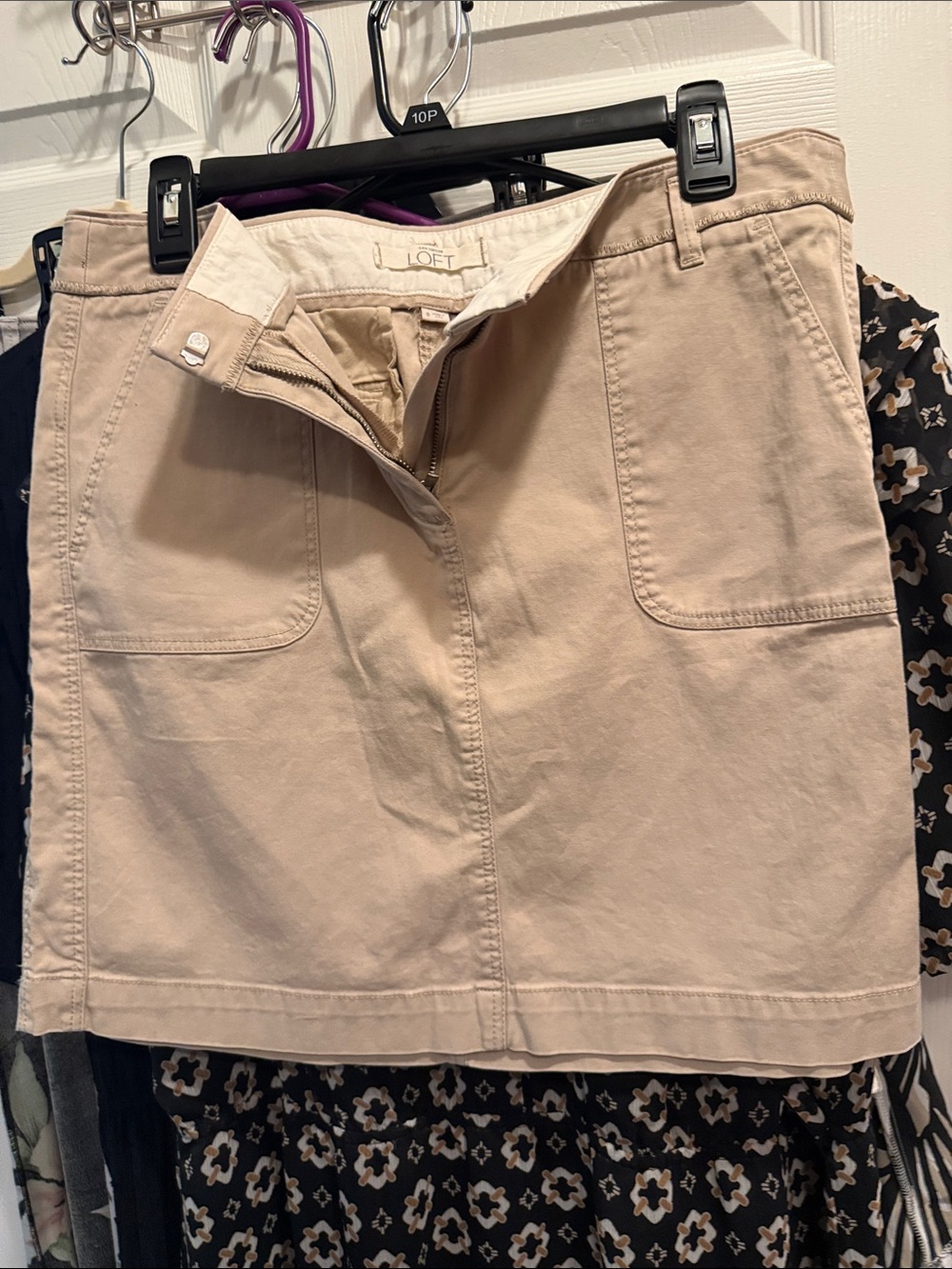 LOFT Tan Cotton Utility Mini Skirt